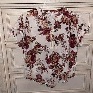 Maurices cuff sleeve, zip front blouse.